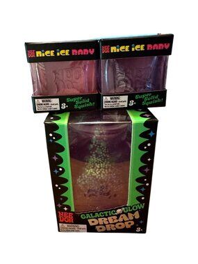 Nee Doh Galactic Glow Dream Drop & Nice Ice Baby Squish Toys 3-Pack